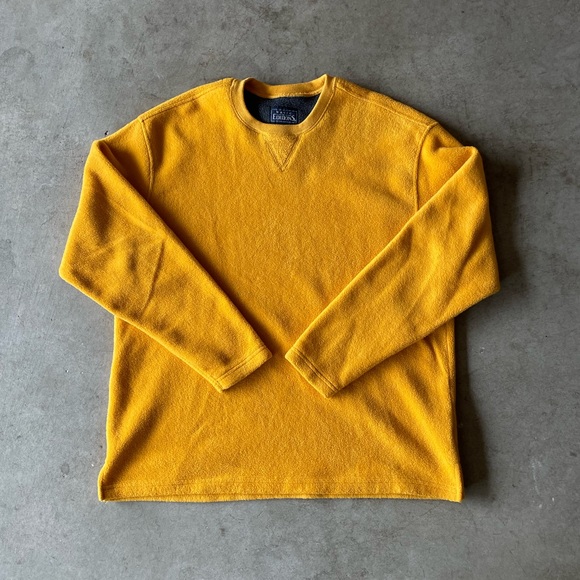 Basic Editions 90s Crew Neck Yellow/Gold Textured Sweatshirt/Sweater Mens Large - Picture 1 of 5